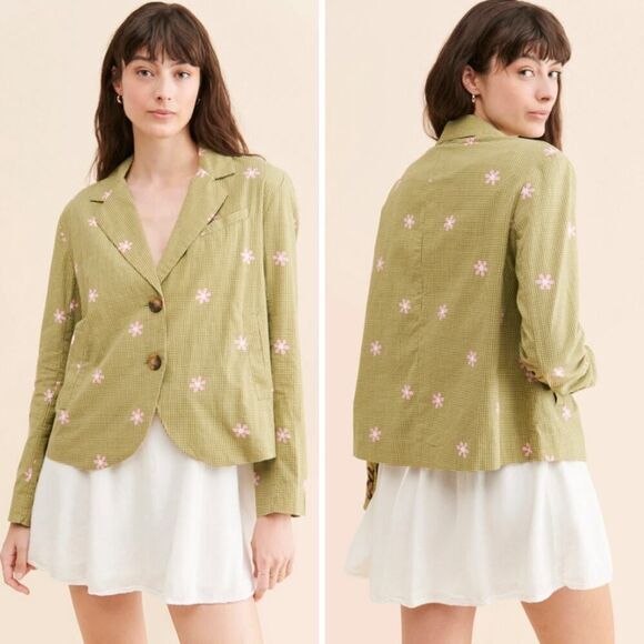 New! Free People Cali Printed Blazer - Moss Combo, size S - Picture 2 of 16